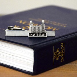 Silver Tie Clip by Ringmasters | LDS Temple Tie Clips for Men with Antique Silver Finish | Suit Accessories for Weddings, Church, & Formal Events | Versatile Tie Pin, (Manti Utah)