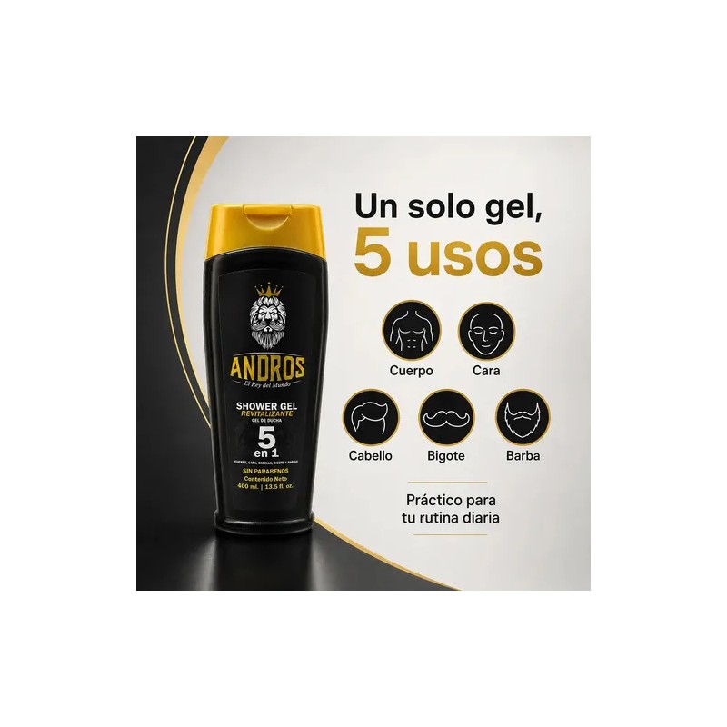 Gel De Ducha Andros 400ml Jabón Líquido Para Hombres Cuerpo