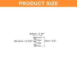 QUARKZMAN Pack of 5 Compression Springs, 0.4 x 4 x 5 mm Compression Springs, Spring Springs, Coil Springs, Steel Springs, 304 Stainless Steel, Silver