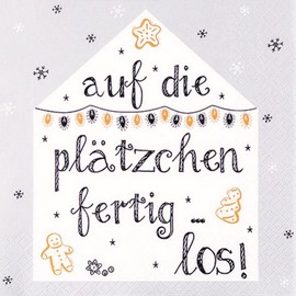 20 Napkins Auf die Pl?tzchen und losbacken | Winter | Christmas | Table Decoration | Decoupage | Napkin Technique 33 x 33 cm