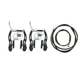 AARNAV BMX MTB Mountain Bike V Brake Set with Cables Caliper Replacement Front and Rear Pull V Brake Accessories for All Bikes (V Brake Set with Accessories & Cables Set)