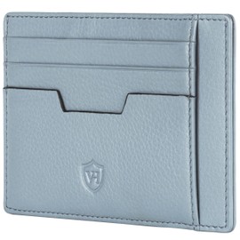 VON HEESEN Genuine Leather RFID Card Holder Made of Nappa Leather - 9 Compartments - Landscape Format Credit Card Holder for Men and Women, lightblue, S, 01