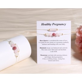 QqzsJewls Healthy Pregnancy Crystal Bracelet Gifts for New Mom, Empathy Protection Bracelet Gifts, Healing Moonstone Rose Quartz Bracelet, Pregnancy Must Have, Mothers Day Christmas Jewelry