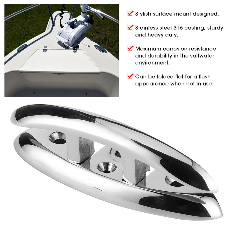 5in Folding Flip Up Cleat 316 Stainless Steel Dock Deck