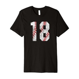 Vintage Baseball Mom #18 Jersey Baseball Favorite Player Premium T-Shirt