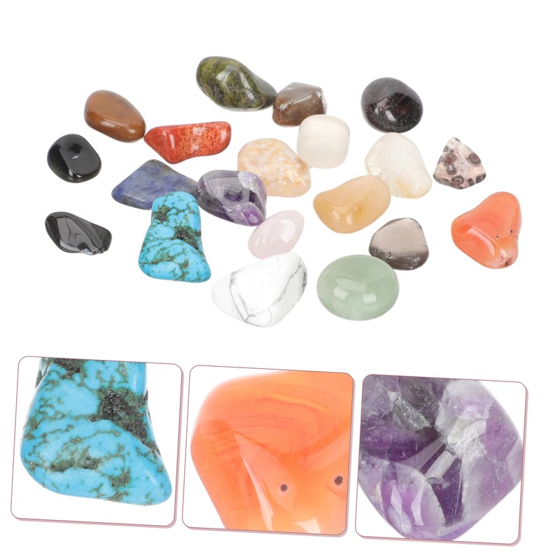 Kisangel 20pcs Tumbled Stones Gemstones Collection for Natural Polished Rocks