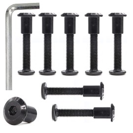 cSeao 10-Pack M6 30mm Black Hex Socket Cap Bolts Dowel Barrel Nuts Kit for Furniture Chairs Cot Bed Fittings