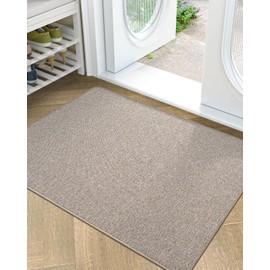 LUMI Large Indoor Door Mat, 32"x47" Non Slip Rubber Backing Entrance Mat, Easy Clean Low Profile Ultra Thin Entryway Mat for Inside House, Patio, Beige