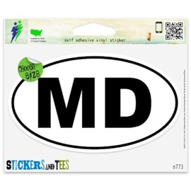 Maryland MD White State Oval Vinyl Car Bumper Window Sticker 3" x 2"