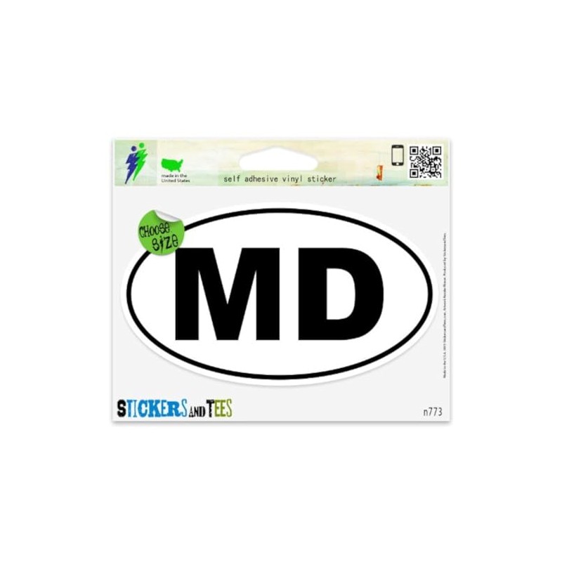Maryland MD White State Oval Vinyl Car Bumper Window Sticker