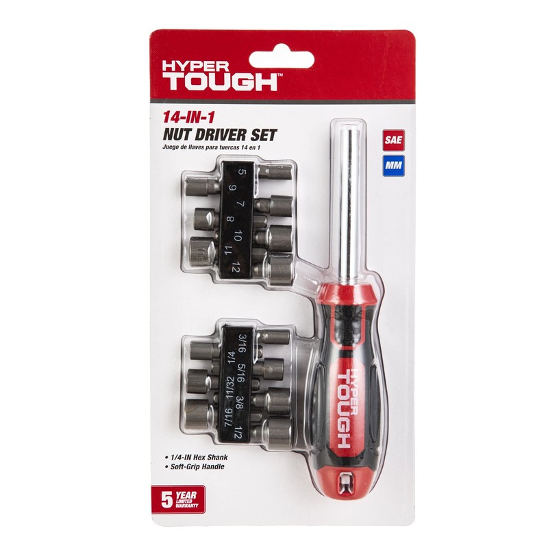 Hyper Tough 14-IN-1 NUT DRIVER BIT SET 1/4" Hex Shank