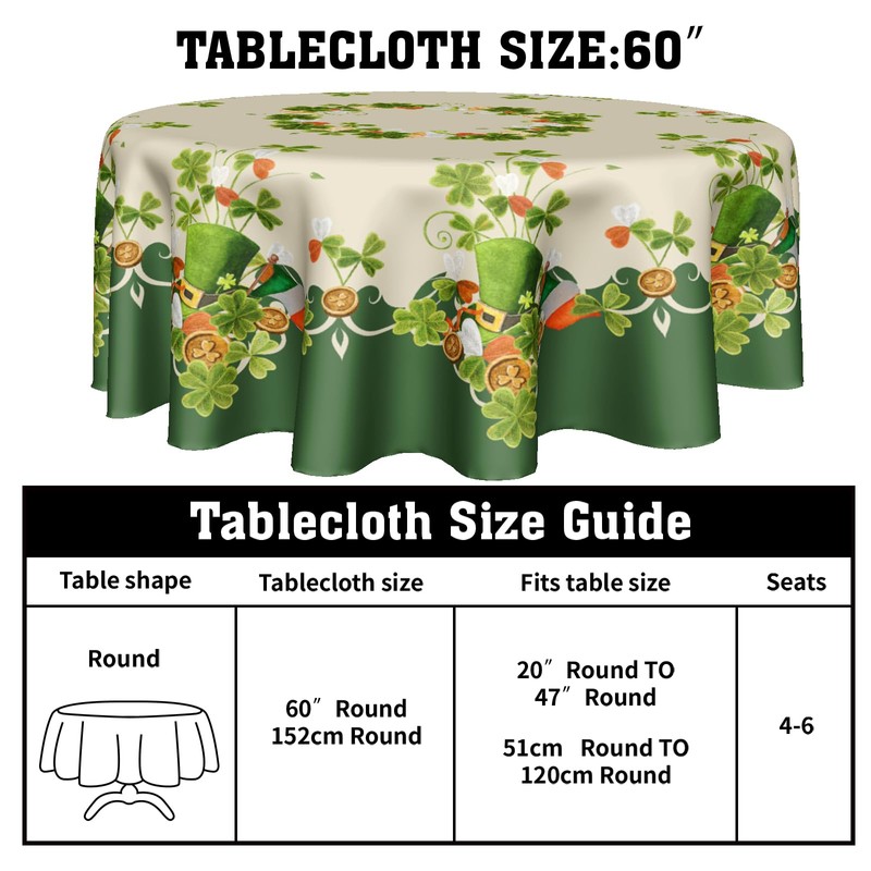 Granbey St. Patrick's Day Tablecloth Round - Spring Shamrock Table