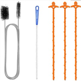 5-teiliges Abflussreiniger-Zubehör-Set, Spülbeckenreiniger, Doppelkopf-Nylon-Rohrreinigungsbürste und 3 Ablaufstangen, multifunktionales Sanitärwerkzeug für Badezimmer, WC, Küche