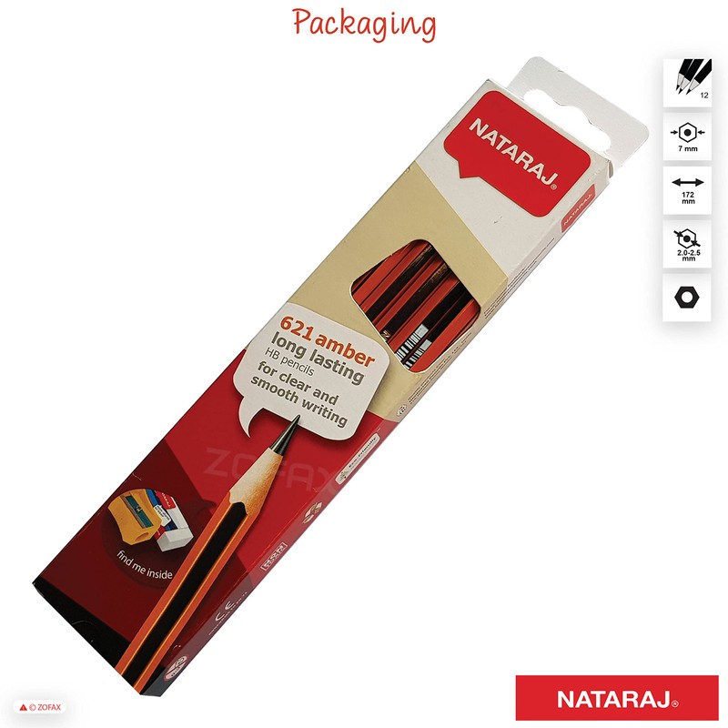 ZOFAX Nat621Amb HB Pencils Pack Hexagonal Graphite Pencils, Pack of
