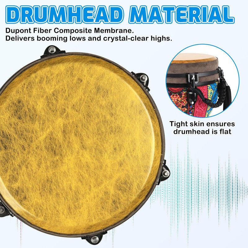 GOGHOST Freestyle Mechanically Tuned Djembe 10 Inch Head - 10"