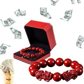 Dosurgorn Feng Shui Cinnabar Bracelet for Women,cinnabar Powder Feng Shui Bracelet,Feng Shui Bracelet for Wealth and Protection Good Luck Money Amulet (1PCS,6MM)