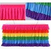 Rainbow Table Skirt Ruffle Unicorn Table Skirts for Rectangle Table