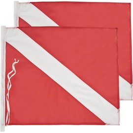 MOPHOEXII 2pcs Diver Down Flag with Cord Ties 20 x 24 Inch - Double Stitched Nylon - Red and White Diving Flags for Scuba Dive Spearfishing Freediving,Use with Float, Buoy, Boat, Flagpole