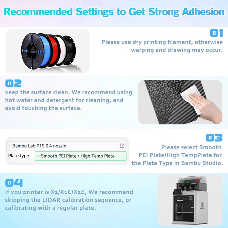 Howarx 3D Effect Build Plate for Bambu Lab A1/X1C/X1/X1E/P1P/P1S 3D