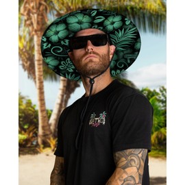 Retro Rifle Men’s Straw Sun Hat – Wide Brim Lifeguard Hat with Custom Under-Brim Prints – Lightweight Sun Protection for Fishing, Beach, and Outdoor Adventures – Shotgun Safari V2