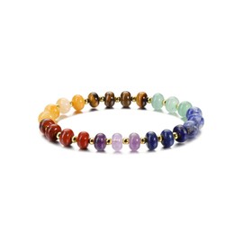 GEHECRST 7 Chakra Bracelet Gemstone Bracelets Natural Chakra Stones Yoga Bracelet Healing Reiki Energy Therapy Good Luck Gemstone for Men and Women, Stone