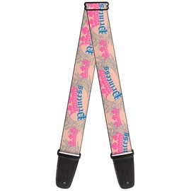 Buckle-Down Guitar Strap Crown Princess Oval Baby Pink Baby Blue 2 Inches Wide