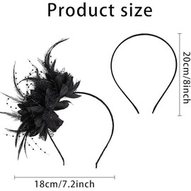 VNIDJGB Black Fascinator for Women,Flower Mesh Feathers Fascinator Clip,Elegant Ladies Beaded Feather Fascinators Clip,for Weddings Parties Garden Tea Party,Birthday Party,Daily Wear(Black)