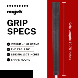 Majek Golf Grips SUPER Jumbo XL Arthritic Black NO LOGO (8 Grips, Tape, Clamp)