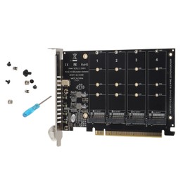Adapter Card 4 Port M.2 NVMe SSD to PCIE X16 M Key Hard Drive Converter Reader Expansion CardPH44
