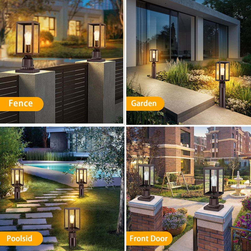 Dusk to Dawn Outdoor Post Lights with Pier Mount Base