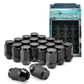 YAMARU M12x1.50 19mm(3/4”) Hex One-Piece Bulge Acorn Dura Racing Lug Nuts Cold-Forged 7075 Aluminum (20pcs - Anodized Black - CU)
