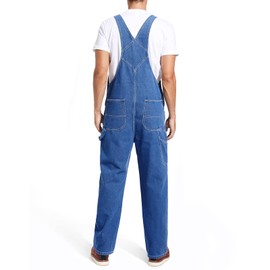 HISEA Men's Denim Bib Overall, Mens Relaxed Fit Overall Midweight Workwear with Adjustable Straps and Convenient Tool Pockets
