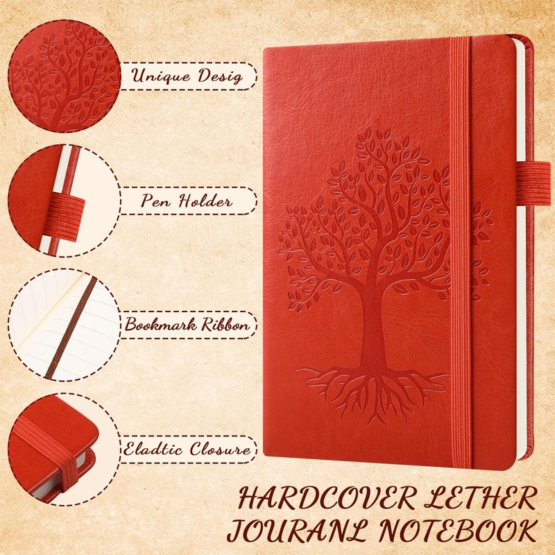 Estune Tree Small Notebooks Pen Leather Lined Pocket Subject Notebooks