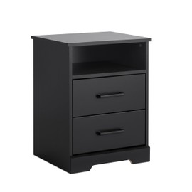 Prepac Rustic Ridge Farmhouse Nightstand Bedside Table, Black Nightstand for Bedroom, End Table with 2 Drawers and Open Shelf 16.25"D x 18.75"W x 24.5"H