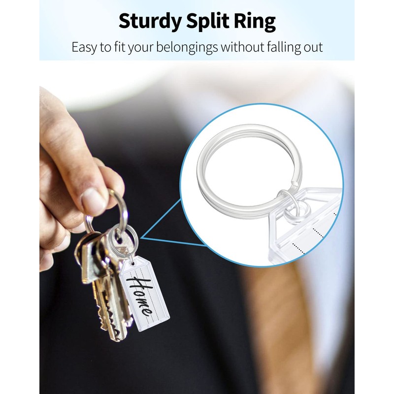 Uniclife 200 Pieces Key Tags 2 Inch Plastic Key Chain