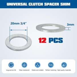 GRABOTE Upgrade 12x Clutch Spacer Shim for Mini Bike Go Kart 3/4 Shaft, for Coleman CT200U BT200X KT196 Baja MB165 Massimo MB200 Predator 212cc 6.5hp GX160 GX200 Engine 30 Series Torque Converter Shim