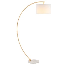 SAFAVIEH Lighting Collection Madigan Contemporary Gold/White 70-inch Arched Floor Lamp (LED Bulb Included)