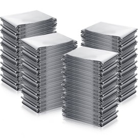 100 Pack Emergency Mylar Thermal Blankets 2 Size Silver Foil Survival Blanket Space Blanket Survival Kit for Outdoors Camping Hiking Survival First Aid Adult Kid