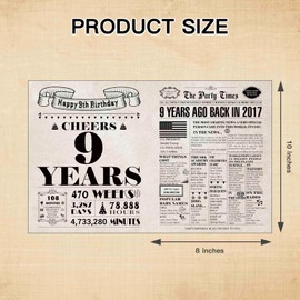 DUGUTUL Vintage 9th Birthday Card, 9 Birthday Decoration, Nostalgic Birthday Card for 9 Years Old Boy Girl, Retro Happy 9th Birthday Party Decoration, Envelope Included