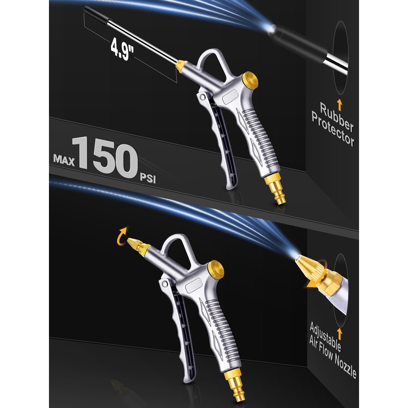 JASTIND Upgrade Air Blow Gun with Adjustable Air Blower Nozzle,