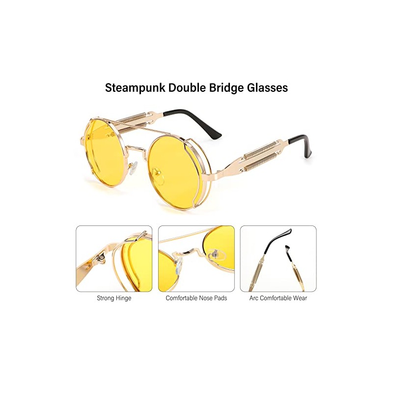 FEISEDY Retro Steampunk Gafas de sol redondas John Lennon Hippie