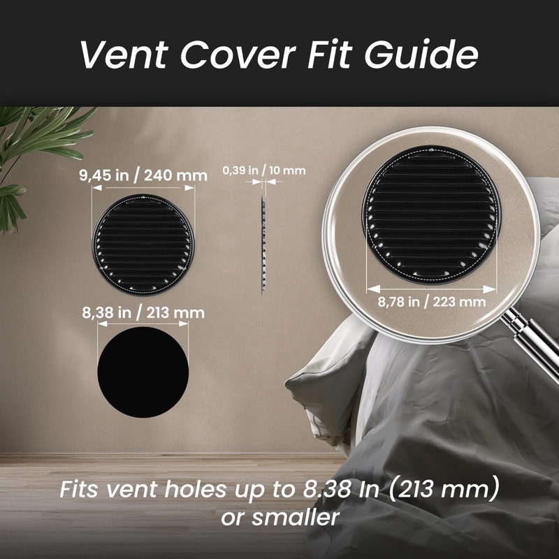 Repa Market 8 Inch (Opening Dimensions) Air Vent Covers/Black Galvanized