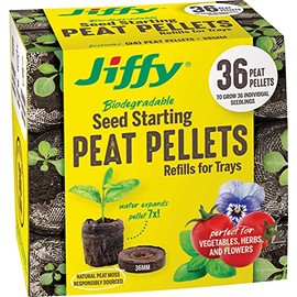 Jiffy 36mm Biodegradable Expanding Peat Pellet Refills, 36 Pack