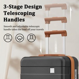 imiomo 20 Inch Expandable Hard Shell Carry On Luggage with Spinner Wheels - TSA Approved, Durable Hard side Suitcase, Carry On Luggage Set with Wheels for Airline Travel Black