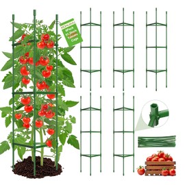 MQHUAYU 6 Pack Tomato Cages for Garden,Up to 51.2Inch Tomato Cage Trellis-Upgraded Hexagon Connector,Heavy Duty Adjustable Tomato Stake Support for Raised Garden Bed