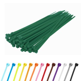 Armpow Pack of 100 200 mm x 4.8 mm Nylon Cable Ties, Self-Locking Plastic Cable Ties, UV Resistant with 50 lbs Tensile Strength for Indoor and Outdoor Use (Green)