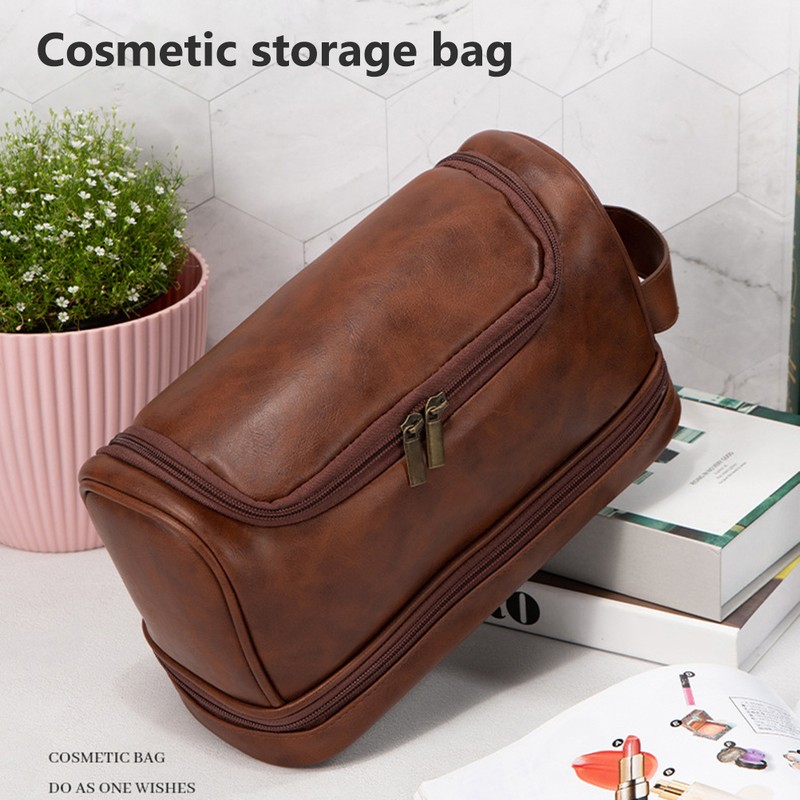 PU Leather Toiletry Bag Large Capacity Travel Organizer Bag with