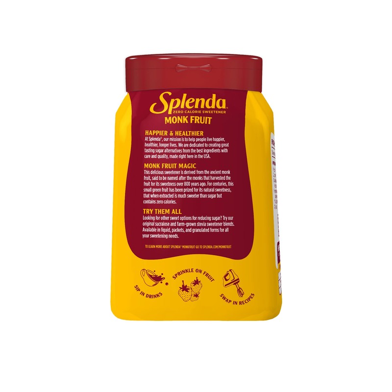 SPLENDA Monk Fruit Zero Calorie Plant Based Granulated Sweetener Jar,