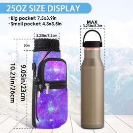 Mibbxea 25oz Water Bottle Holder Carry Bag - Insulated Shoulder Sling Bag with Strap and Compartments for Men and Women Gym Travel Camping Cycling Hiking Running (Starry Sky)