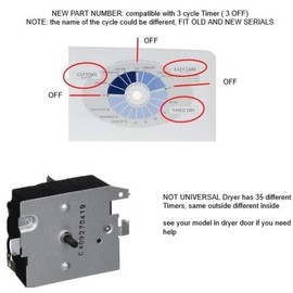 EQUIPMENT DOCTOR US Dryer Timer NORM PACIFIC Model TMD1EM03 Compatible with GE, Hotpoint, RCA, Sears / Kenmore